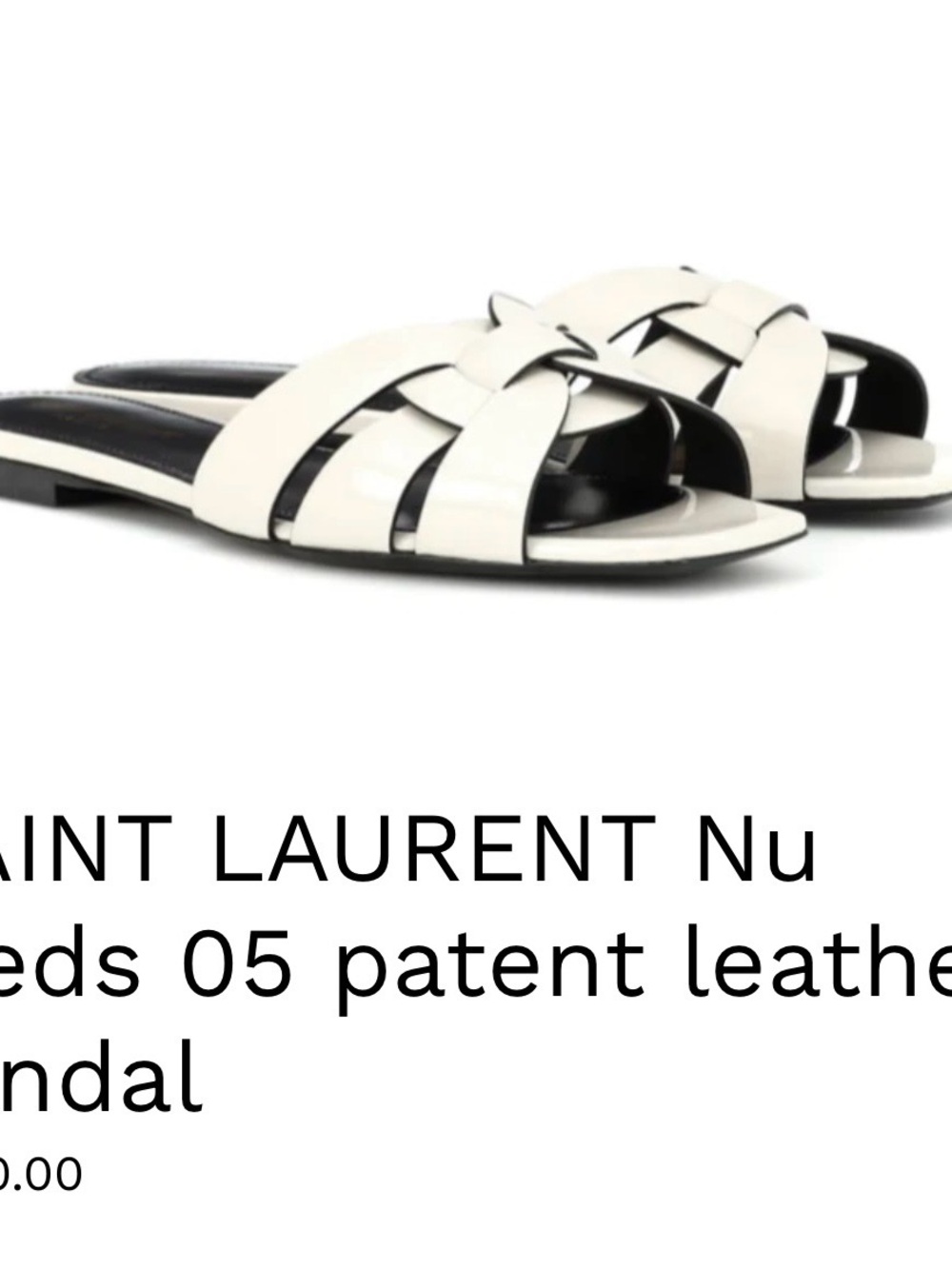 Saint Laurent Paris Cream Patent Leather Tribute Flat Slides Size 39 - Picture 2 of 7
